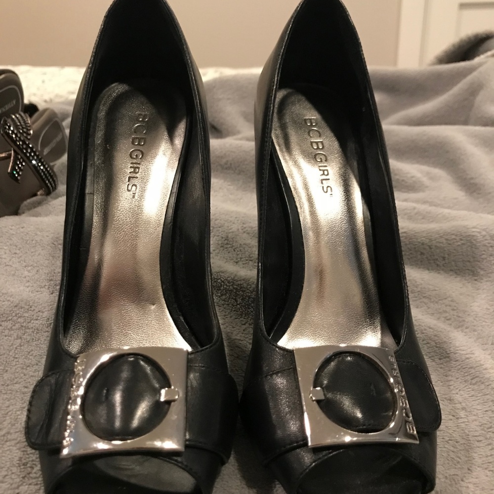 Women's BCBGirls heel with a peeptoe and buckle